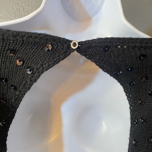 MODA International Black Sequin Open Back Sweater - Picture 6 of 16
